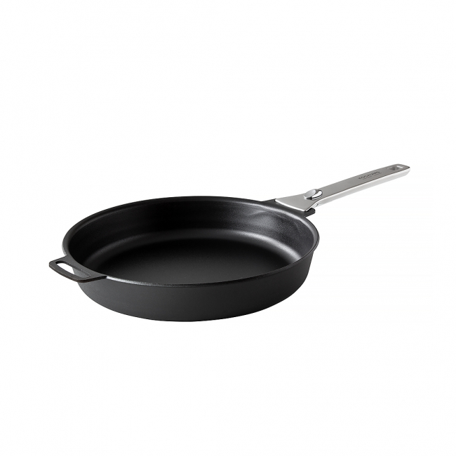 Kockums Stekpanna, kolstål, ø28 cm med löstagbart handtag